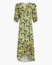 Diane von Furstenberg Tati floral-print crepe de chine midi dress - Yellow Yellow