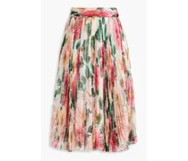 Floral-print silk-tulle midi skirt - Pink