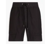 Lyocell and linen-blend twill shorts - Black