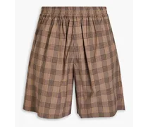 Checked cotton shorts - Brown