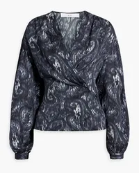 IRO Zarfi wrap-effect printed plissé-silk blouse - Gray Gray