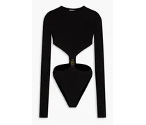 Cutout hook-detailed jersey bodysuit - Black