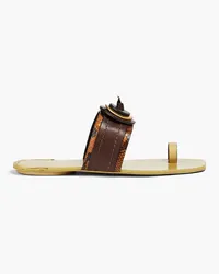 Tory Burch Knotted smooth and snake-effect leather sandals - Brown Brown