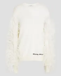 Valentino Garavani Feather-embellished wool and cashmere-blend sweater - White White