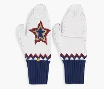 Stardust metallic Fair Isle jacquard-knit mittens - White