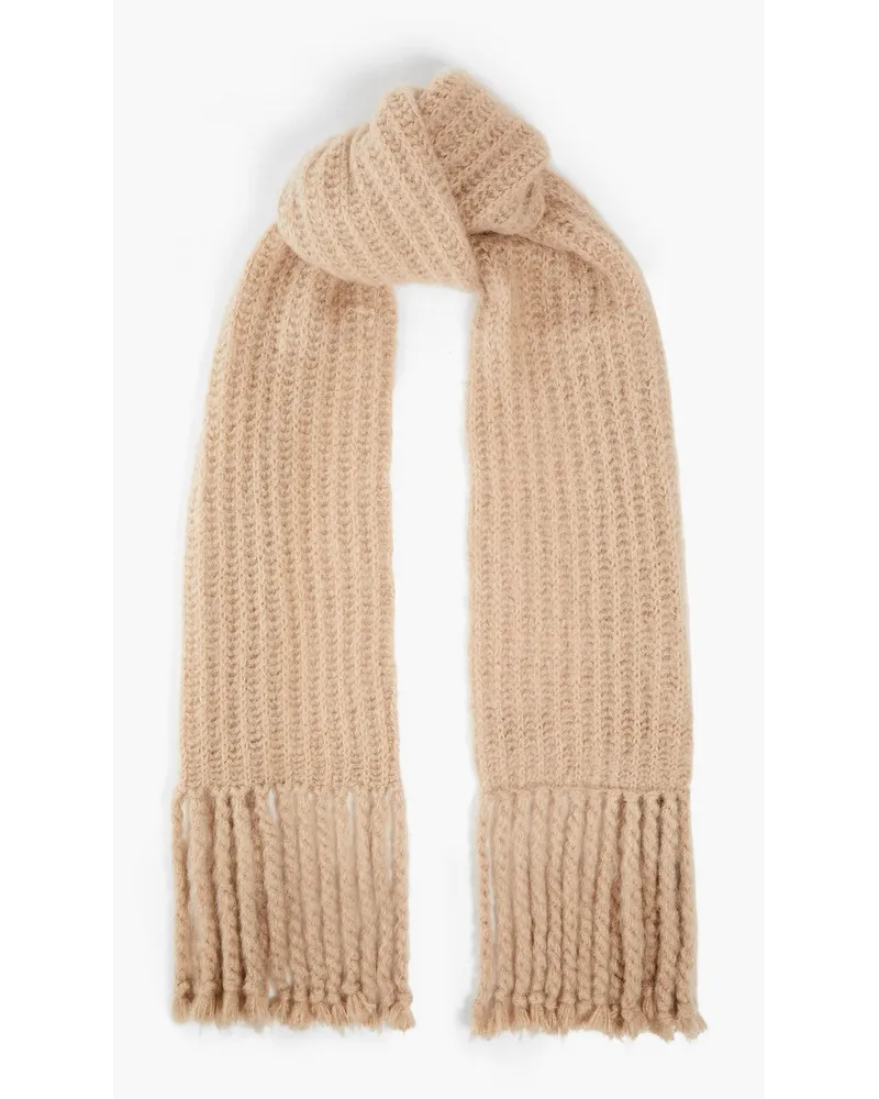 Brushed ribbed mohair-blend scarf - Neutral