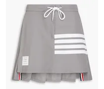 Pleated striped shell mini skirt - Gray