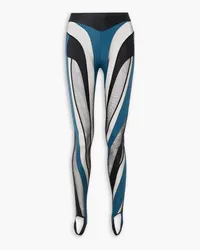 Thierry Mugler Spiral stretch-jersey and tulle stirrup leggings - Blue Blue