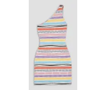 One-shoulder space-dyed knitted mini dress - Multicolor