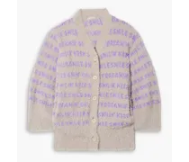 Brushed jacquard-knit cardigan - Purple