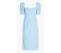 Cotton-blend jacquard dress - Blue