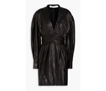 Amboar ruched leather mini dress - Black