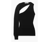 One-sleeve wool and cashmere-blend sweater - Black