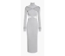 Cutout ribbed-knit maxi dress - Gray