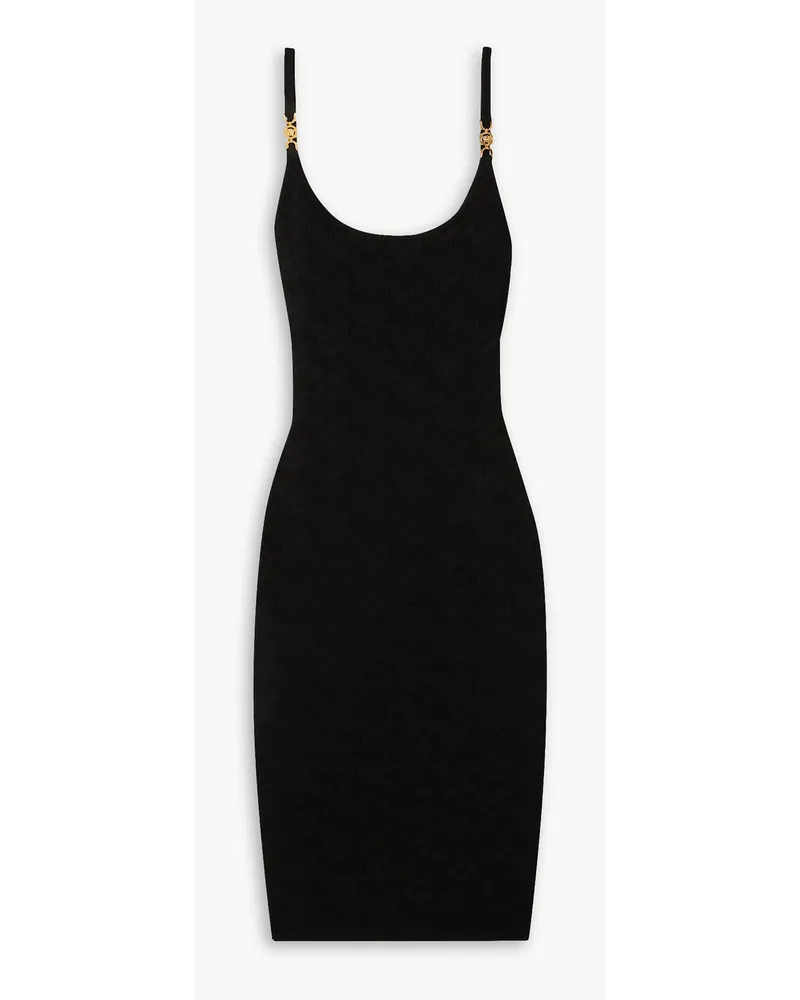 Versace Embellished jacquard-knit mini dress - Black Black