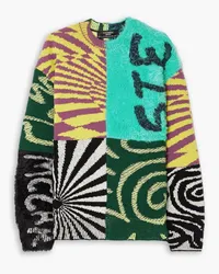 Stella McCartney Ed Curtis patchwork jacquard-knit wool sweater - Green Green