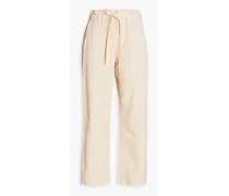 Augusta cropped cotton-twill wide leg pants - White