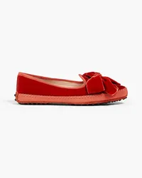 TOD'S Bow-embellished velvet loafers - Red Red