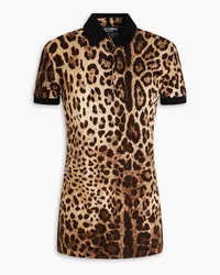 Dolce & Gabbana Leopard-print cotton-piqué polo shirt - Animal print Animal