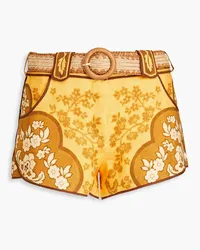 Zimmermann Floral-print linen shorts - Yellow Yellow