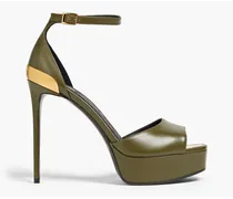 Leather platform sandals - Green