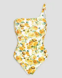 Onia Wren one-shoulder floral-print swimsuit - White White