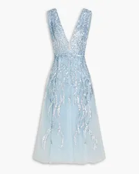 Zuhair Murad Embellished tulle midi dress - Blue Blue