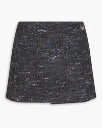 Ganni Donegal wool-blend bouclé mini wrap skirt - Gray Gray