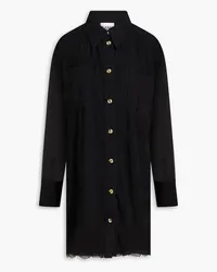 Ganni Plissé georgette mini shirt dress - Black Black