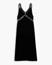 R13 Zip-embellished crushed-velvet slip dress - Black Black