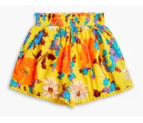 Kids Estelle shirred floral-print cotton shorts - Yellow