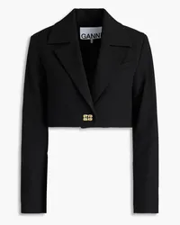 Ganni Cropped drill blazer - Black Black