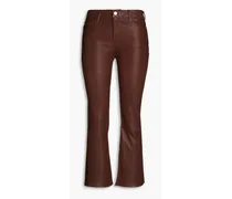 Le Crop cropped leather bootcut pants - Brown