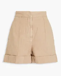 Brunello Cucinelli Bead-embellished cotton and linen-blend drill shorts - Neutral Neutral