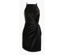 Twist-front silk-satin mini dress - Black