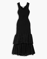 Charo Ruiz Isa cutout shirred broderie anglaise cotton-blend midi dress - Black Black