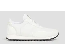 Jima cracked-leather sneakers - White