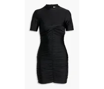 Ruched satin-jersey mini dress - Black