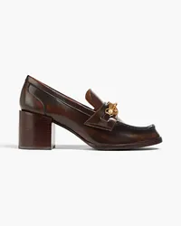 Tory Burch Jessa embellished burnished leather pumps - Brown Brown