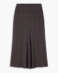 tibi Lutz Prince of Wales checked knitted midi skirt - Brown Brown