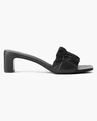 Reformation Shereen ruched leather mules - Black Black