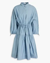 Brunello Cucinelli Bead-embellished crinkled cotton-blend dress - Blue Blue