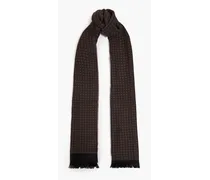 Fringed wool-jacquard scarf - Brown