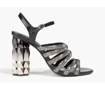 Amalia crystal-embellished leather sandals - Black