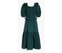 Sibylle ruffled shirred cotton midi dress - Green