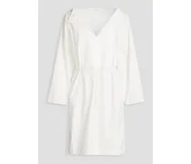 Baltimores piqué-paneled cotton-poplin dress - White