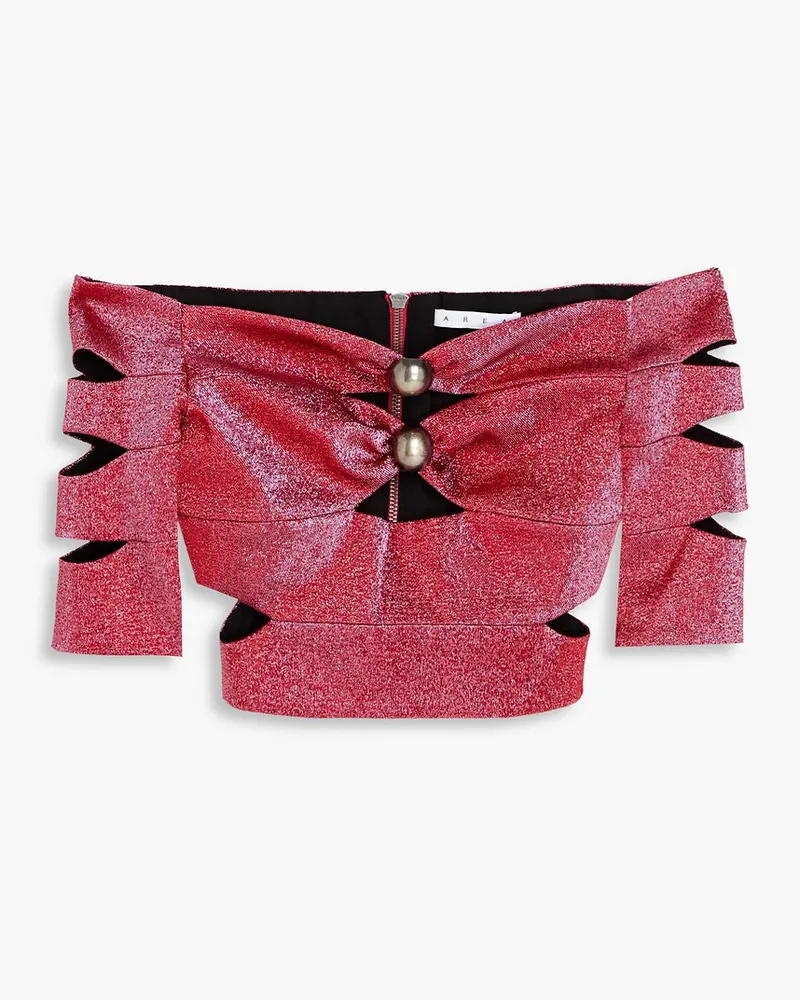 Area Off-the-shoulder cutout jersey top - Pink Pink