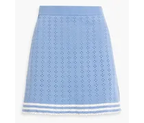 Serena pointelle-knit cotton mini skirt - Blue