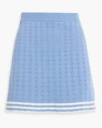 Shrimps Serena pointelle-knit cotton mini skirt - Blue Blue