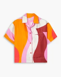 Etro Cropped printed silk-satin shirt - Orange Orange